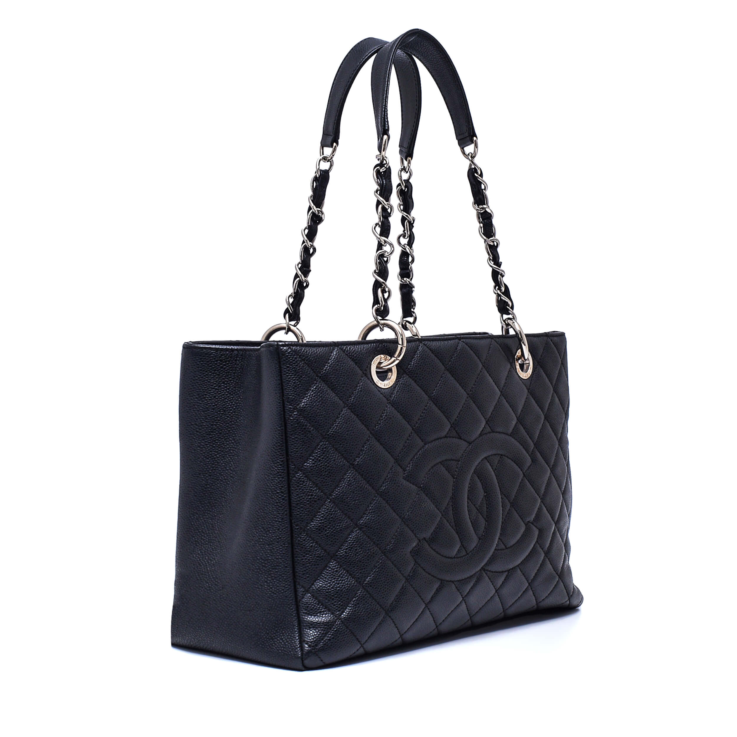 Chanel -  Black Quilted Caviar Leather M Grande Shopping Tote GST Bag